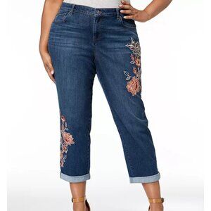Style & Co Botanical Shine embroidered curvy boyfriend ankle jeans size 22W